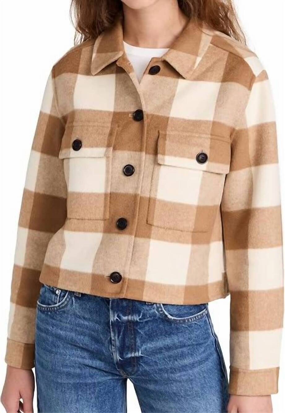 NEW RAILS steffi jacket in ivory camel buffalo check